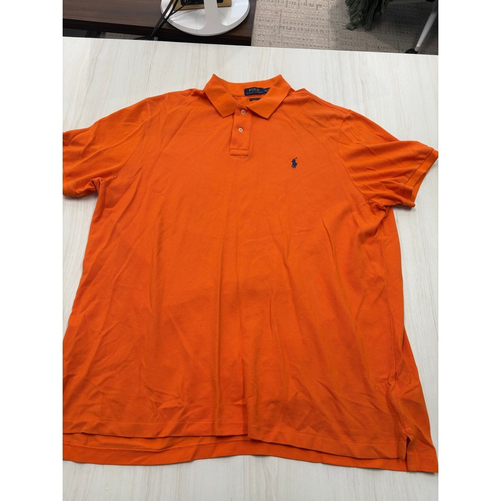 Polo Ralph‎ Lauren Polo Shirt Men's 2XL Orange Classic Fit Pony Logo Cotton